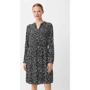 comma casual identity - Jurk - Antraciet/Wit - Dierenprint - Knielengte
