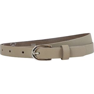 Landley Smalle Dames Riem Leer Taupe - 2 cm - Leren Broekriem Smal - Vrouwen Tailleriem - Lengte totaal 120 cm / Riemmaat 105