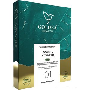 Goldea Health Power 3 Vitamin C - Vegan - Voedingssupplement - Sodium Ascorbaat -Bioflavonoïden - 60 Capsules