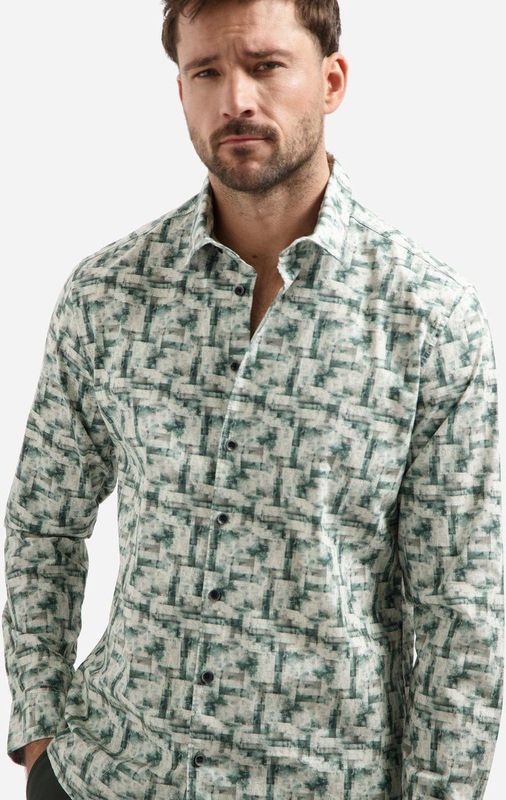 Print stretch overhemd