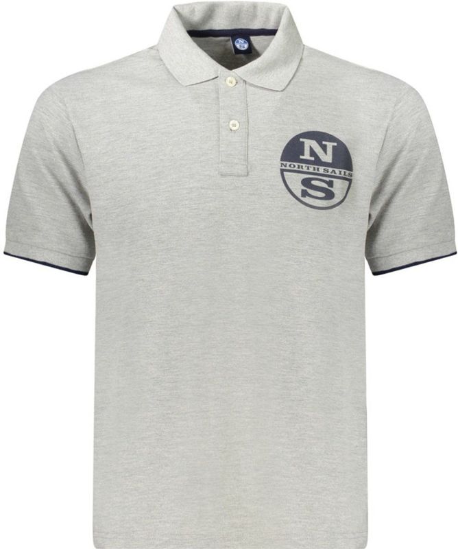 North Sails - Grijze Katoenen Poloshirt - Heren - Gedurfde Print