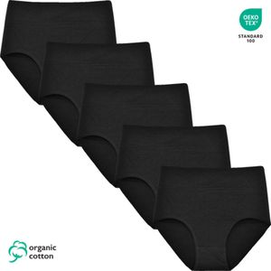 GAUBERTÂ® 5-Pack Organisch Katoenen Hoge Taille Slip 9089-Black M