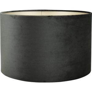 Lampenkap Cilinder - 40x40x25cm - Alice velours zwart - taupe binnenkant