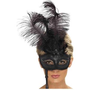 Venetiaanse masker met veren voor volwassen - Verkleedmasker - One size
