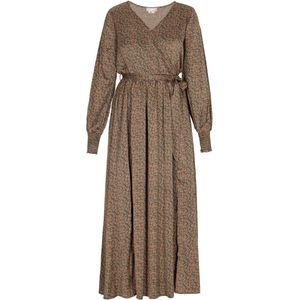 usha - Jurk - Wikkelontwerp - V-halslijn - Lange Mouwen - Geplooide Rok - Printontwerp