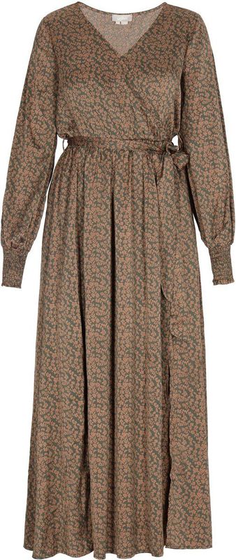 usha - Jurk - Wikkelontwerp - V-halslijn - Lange Mouwen - Geplooide Rok - Printontwerp