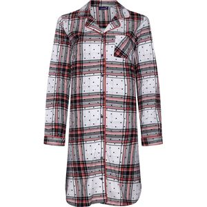Ruiten en stippen doorknoopnachthemd - Rood - Maat - 38