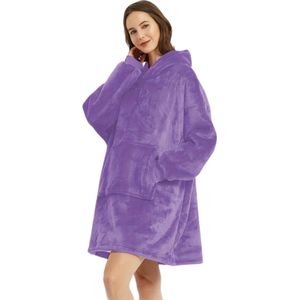 Nivard Plaid - Hoodie Deken Met Mouwen - Onesie - Fleece Blanket - Knuffeldeken - Dames - Heren - Kinderen - Extra Warm - Paars