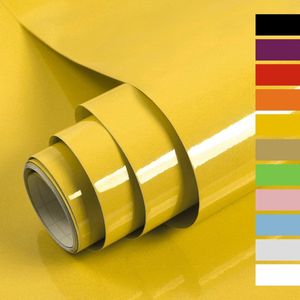 Zelfklevend papier voor meubels, glanzend glitter, 40 x 300 cm, zelfklevend behang, waterdichte vinylstickers voor meubels, keukenmuren, tafels, badkamers, kasten en aanrechtbladen - Geel