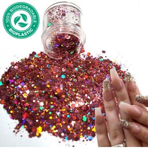 Chunky Glitters (Rose Goud) [Volume 8g - Festival Glitter Outfit Nagel Decoratie Versiering - Manicure Kunstnagels Nepnagels Acryl Nagels - Kinderen Volwassenen Dames Glitters]