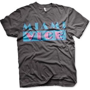 Miami Vice Distressed Logo T-Shirt Dark-Grey-L