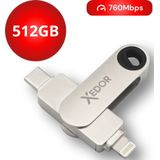 Xedor® Flex - USB Stick - 512 GB - 760Mbps - Lightning en USB C - iPhone en Android