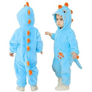 Schattig Flanellen Baby Rompertje met Dierenmotief en Capuchon, ideaal voor Peuters en Kinderen