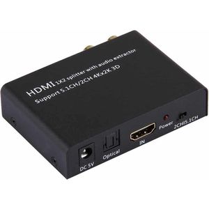 HDMI 1x2 Splitter met Audio Extractor, Ondersteuning 5.1CH / 2CH, 4Kx2K, 3D