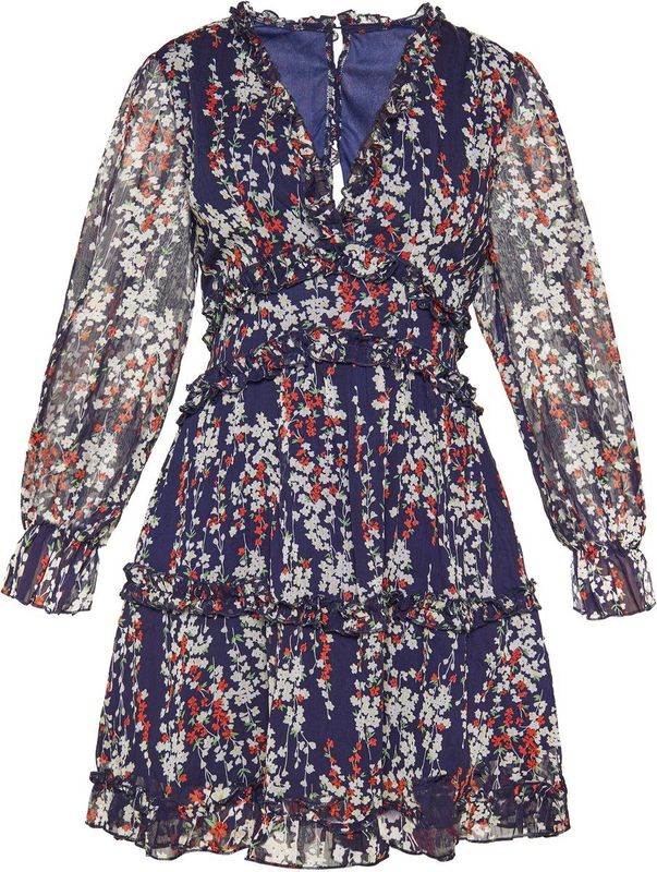 Usha Jurk 'Fashion Look'  navy / groen / rood / wijnrood