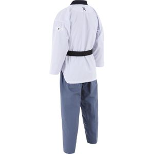 JCalicu poomsae dan taekwondopak voor dames | WT | Wit / Blauw (Maat: 150)