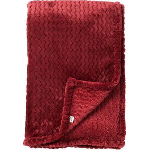 Dutch Decor - MARA - Plaid 150x200 cm - superzachte deken met zigzagpatroon - Merlot - rood bordeaux