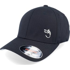 Hatstore- White Fish Hook Logo Black Flexfit - Skillfish Cap