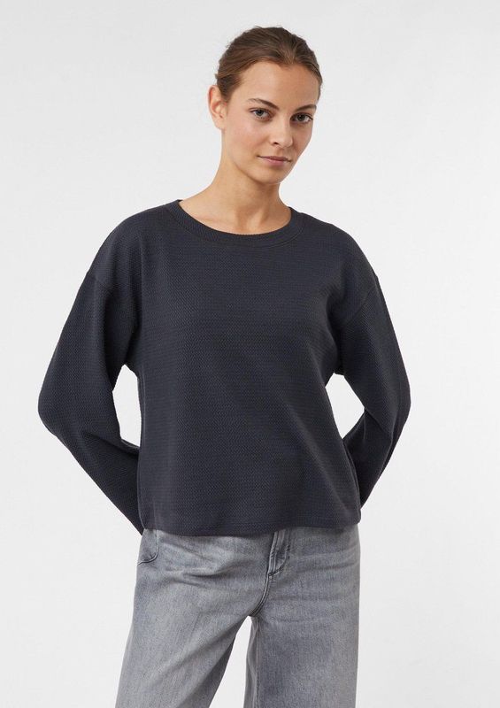 comma - Sweatshirt - Cropped - Getextureerde Jersey