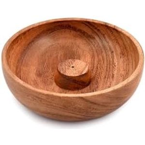 Selbro ® Mangohout Ronde Wierook Stok Houder en Brander voor Aromatherapie