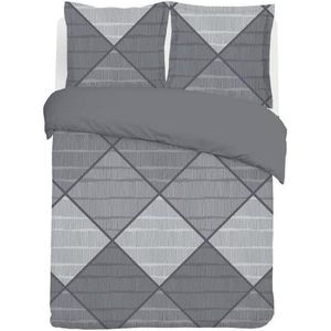 Dekbedovertrekset Grijs Harold - Dekbedovertrek 240 x 220cm - Inclusief 2 Geassorteerde Kussenslopen 65x65cm - 100% Katoen dekbedovertrek 240 x 220 katoenen