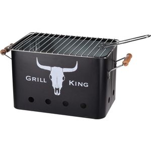 Grill King Houtskoolbarbecue Rechthoek - Mat Zwart - 32x20x20 cm