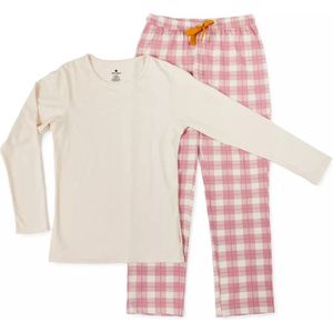 Little Label - dames pyjama-set grote roze ruit M/38-40 - Zachte BIO Katoen