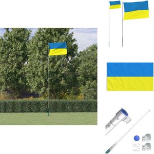 vidaXL Oekraïne Vlag - Oekraïne Vlaggen -Oekraïne Vlag En Mast - Nationale Vlag - Vlag met vlaggenmast Oekraïne 5,55 m aluminium
