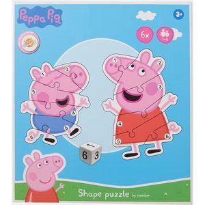 Peppa Pig vorm puzzelspel - Blauw/Geel - 6 stukjes - Legpuzzel shape puzzle