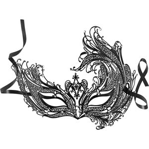 dressforfun - Metalen masker feniks zwart - verkleedkleding kostuum halloween verkleden feestkleding carnavalskleding carnaval feestkledij partykleding - 303526