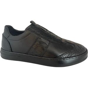 Instappers- Heren Schoenen- Nette sportieve schoenen 116- Leer- Zwart- Maat 40