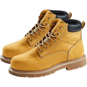 Werklaarzen met Stalen Neus, CN-Maat 45- Waterdichte, Antisliplaarzen voor Heren met Een Lichtgewicht, Ademende Rubberen Zool voor Industriële Bouw, Geel