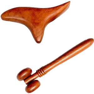 2 Pcs Portable Massager Gua Sha Tools Wooden Massager Massage Tools Suitable for Hand, Foot, Face, Body and Back Massage