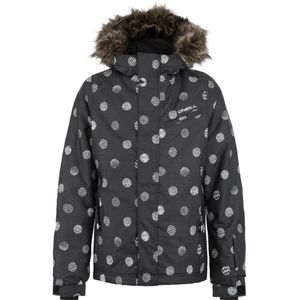 O'Neill zwarte winterjas / ski jas Radiant met vaste muts en afneembaar bontje