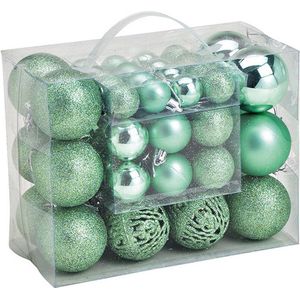 Wurm Kerstballen - 50st - kunststof - mint groen - 3-4-6 cm