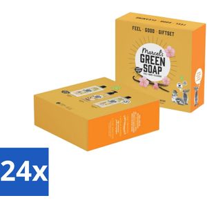 24 x Marcel's Green Soap - Geschenkset - Vanille & Cherry Blossom - Perfect als cadeau - Natuurlijke Verzorging - Duurzaam Cadeau - Biologische Zeep - Biologische Shampoo - Biologische Douchegel