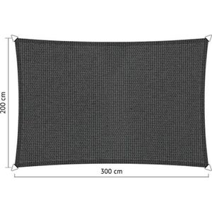 Shadow Comfort® Rechthoekige Schaduwdoek - UV Bestendig - Schaduwdoek rechthoek - Zonnedoek - 200 x 300 CM - Carbon Black