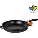 MAYSTERNYA Koekenpan Gietijzer - ø 22 x 4 cm - Gietijzeren Pan voor alle warmtebronnen - Pannenset - Bakken - Grillen - Inductie - Traditioneel Cadeau - Metalen handvat - Robuste Pan - Skillet - PFAS vrij - Zwart