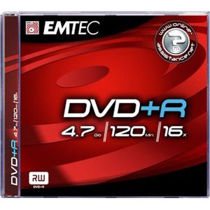 Emtec DVD+R 4.7GB 120min 16x brandbare DVD 1 exemplaar in jewelcase