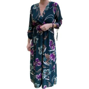 Jurk, groen, gebloemd, one size