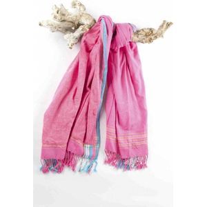 Kikoy Strandlaken Lamu Pink - Strandlaken - (Hamamdoek) Met badstof - Saunadoek - Saunalaken - Stranddoek - Reishanddoek - Plaid - 170x95cm