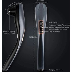 Draadloos Oplaadbaar Elektrisch Massageapparaat – Infrarood Spiermassage Pistool voor Rug, Nek en Lichaam – Diepe Percussie Massager voor Spierpijn & Ontspanning
