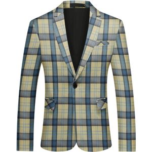 Allthemen Heren Geruit Colbert met Steekkraag - Middenachter split - M