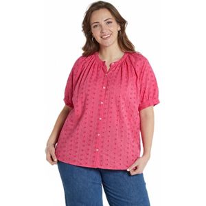 Los katoenen shirt, geborduurd, kraagloos