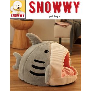 SNOWWY - Dierenmand haai design - Kattenmand - Hondenmand - Dierenbed - Hondenbed - Kattenbed - Haai design - Shark design - Dierenhuis - Kattenhuis - Hondenhuis - Grijs Gray