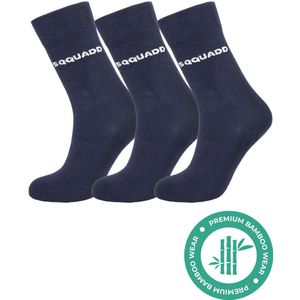 SQQUADD® Bamboe Sokken Dames en Heren - Donkerblauw 3-pack - Maat 35-38 - Naadloos en Duurzaam - Tegen Zweetvoeten - Bamboo - Blauw Navy