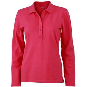 James and Nicholson Vrouwen/dames Elastische Polo met lange mouwen (Roze)