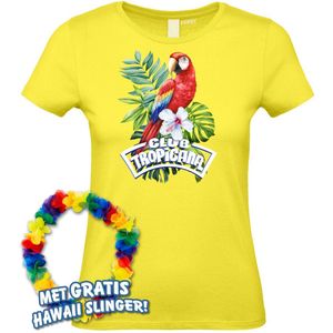 Dames t-shirt Papegaai Tropical | Toppers in Concert 2024 | Club Tropicana | Hawaii Shirt | Ibiza Kleding | Lichtgeel Dames | maat XXL