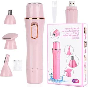 4-in-1 nat en droog scheerapparaat pijnloos epilator - voor dames bikinizone oksels benen armen gezicht - waterdicht opladen via USB