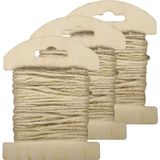 3x Decoratie/hobby touw jute op kaart 10 meter x  8 mm -  Creatief hobbytouw / deco - Cadeautjes inpakken - Verpakkingsmateriaal naturel